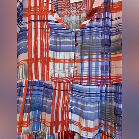 Anthropologie Maeve Lila Tiered Patchwork Ruffle Peplum Top - Picture 3 of 7